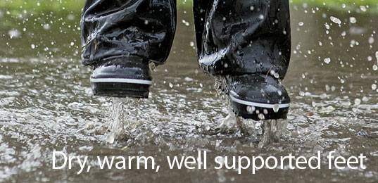 Dry, warm, well supported feet: children's footwear from Raindrops
